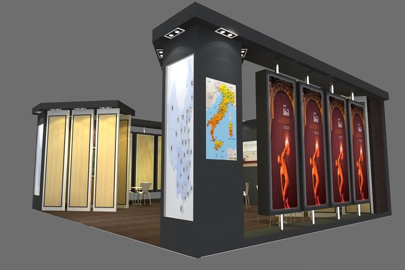 上海酒店(diàn)用(yòng)品展會搭建效果圖,意大利展位